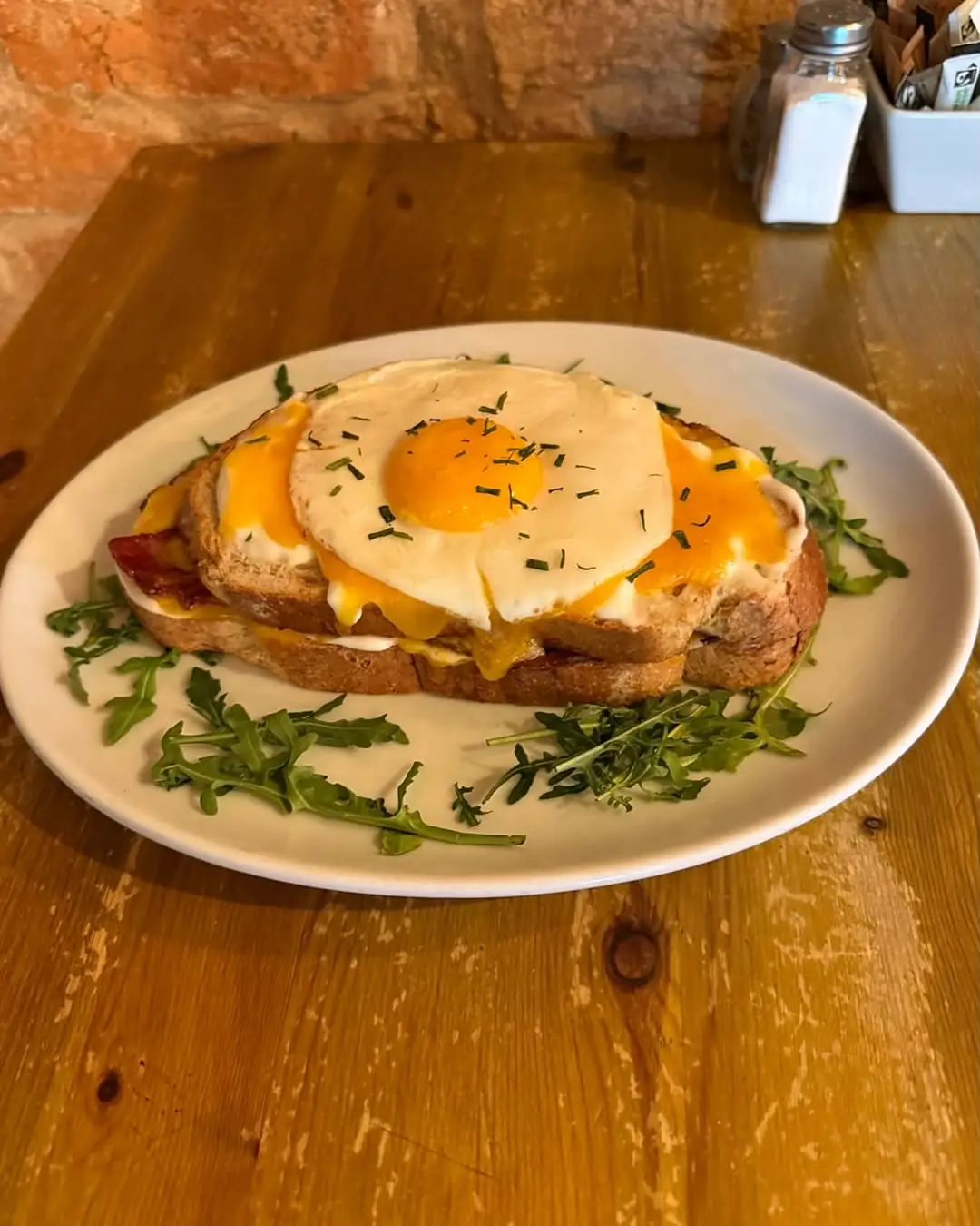 Croque madame with a fried egg